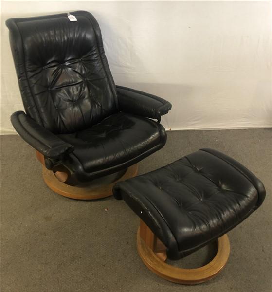 J.E. Ekornes- Norwegian Leather Chair and Ottoman (1 of 4)