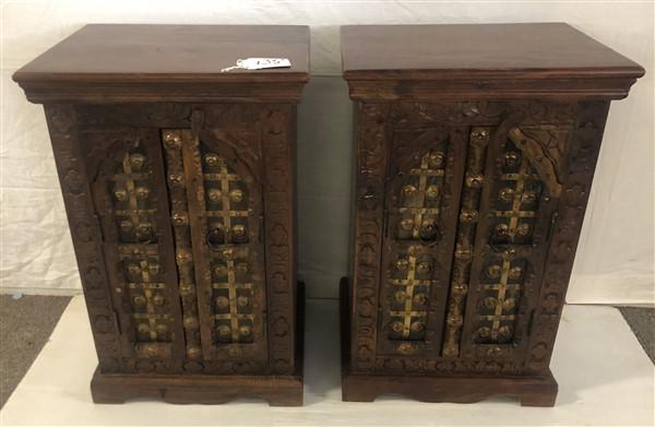 Pr. of 24" Carved Door Cabinets: Pr. of 24" Carved Door Cabinets