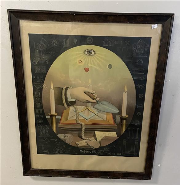 Hand Colored ca. 1900 Framed Masonic Print 24"x 29" (1 of 8)