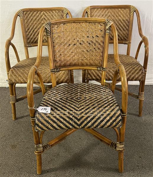 3 Bentwood Bamboo French Armchairs: 3 Bentwood Bamboo French Armchairs
