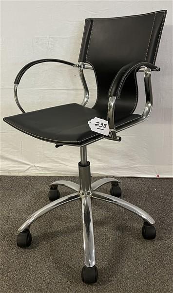 Hand Stitched Leather and Chrome Office Chair (1 of 2)