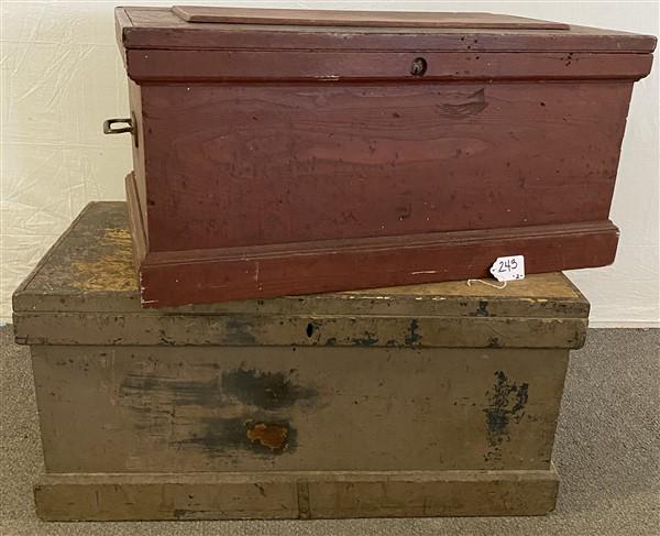 2 Country 26" 19th Cent. Work Boxes One is locked closed (1 of 5)
