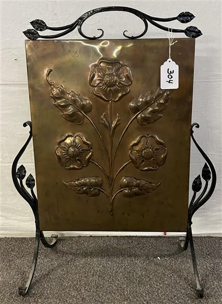 Copper and Iron 28" Fire Screen: Copper and Iron 28" Fire Screen 22"w x 28"h