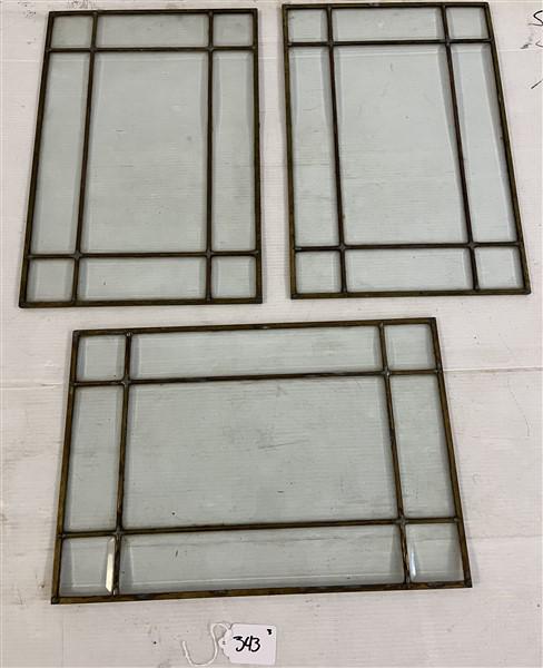 3 Bronze and Glass Window Panes 14"x21": 3 Bronze and Glass Window Panes 14"x21"
