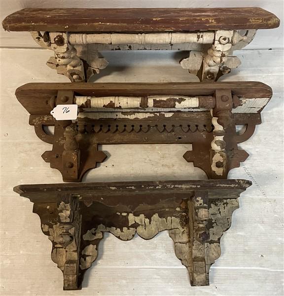 3 Carved Victorian Shelves 30"L and 24"L: 3 Carved Victorian Shelves 30"L and 24"L