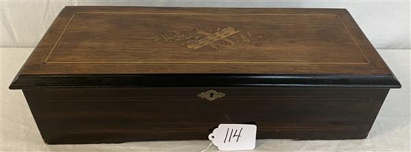 9 Tone Inlaid 21" 19th Cent. Music Box: 9 Tone Inlaid 21" 19th Cent. Music Box