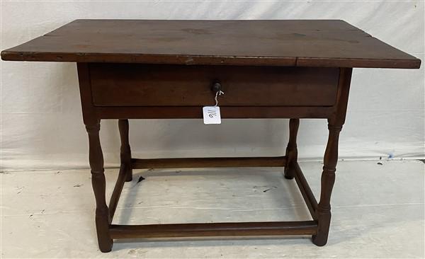 Late 18th Cent. 1 Drawer Tavern Table with 1/2 Board Top- 39" x 22.75" x 25.5"h: Late 18th Cent. 1 Drawer Tavern Table with 1/2 Board Top- 39" x 22.75" x 25.5"h