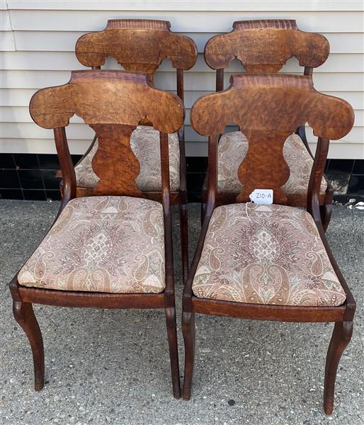4 Early Birdseye and Curly Maple Chairs: 4 Early Birdseye and Curly Maple Chairs