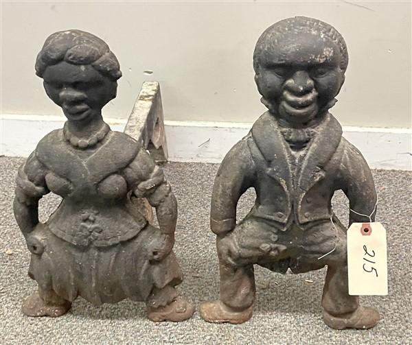 Pr. of 19th Cent. Cast Iron Andirons: Pr. of 19th Cent. Cast Iron Andirons