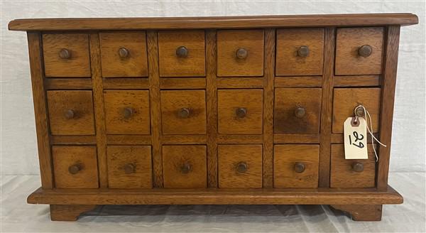 18 Drawer Oak Spice Box 25"x 11.5"d x 14"h (1 of 6)