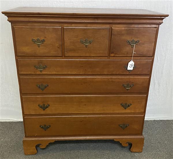 19th Cent. Dovetailed New England Graduated Tall Chest: 19th Cent. Dovetailed New England Graduated Tall Chest