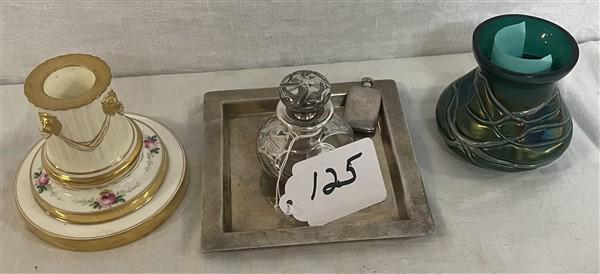 5 Pcs. of Finery Loetz Vase, Tiffany Tray, Tiffany Candlestick, and 2 Sterling Items (1 of 13)