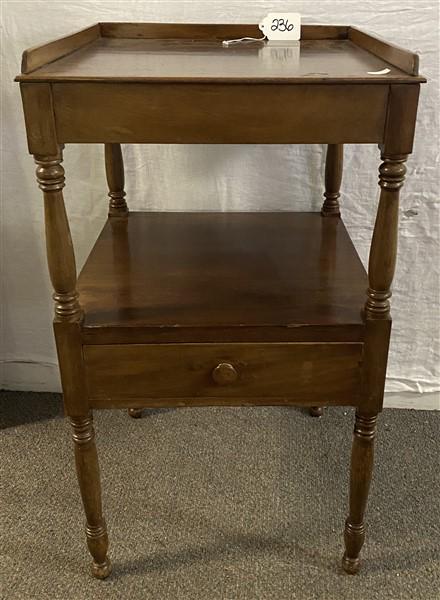Antique One Drawer 2 Tier Stand 18" x 18" x 32"h: Antique One Drawer 2 Tier Stand 18" x 18" x 32"h