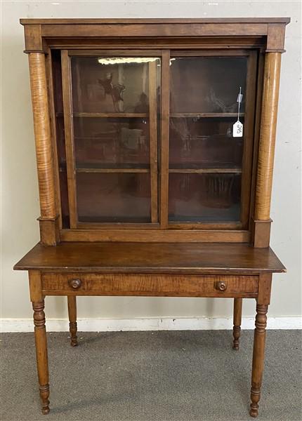 Tiger and Maple Wood 2 Part Country Secretary 44" x 26.5" x 68.5"h: Tiger and Maple Wood 2 Part Country Secretary 44" x 26.5" x 68.5"h