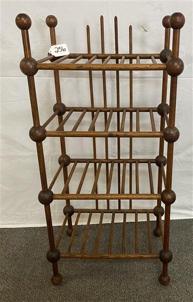 Oak Stick and Ball 4 Tier Shelf 18" x 13" x 38"h: Oak Stick and Ball 4 Tier Shelf 18" x 13" x 38"h