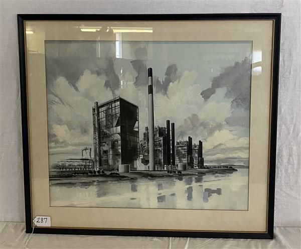 Framed Industrial Painting Signed Geo Englert 34"x 38" (1 of 5)