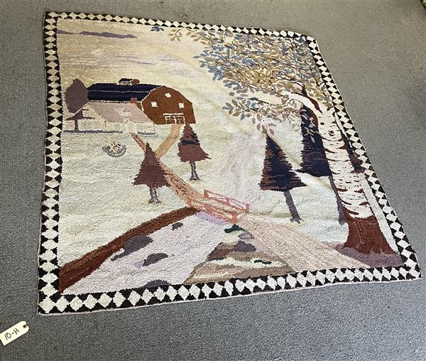 Country Antique Hooked Rug 6' x 6' (1 of 8)