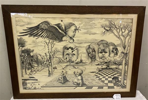 Allegro Ma Non Troppo" Framed Pen and Ink Drawing by Jose Roberto Zanellato - 32"x43 (1 of 9)