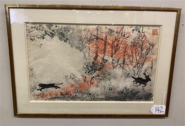 Framed Pencil Signed w/c by Clement Hurd 19"x27.5": Framed Pencil Signed w/c by Clement Hurd 19"x27.5"