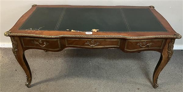 Ormolu Mounted Leather Top French Bureau Plat 67"w (1 of 6)