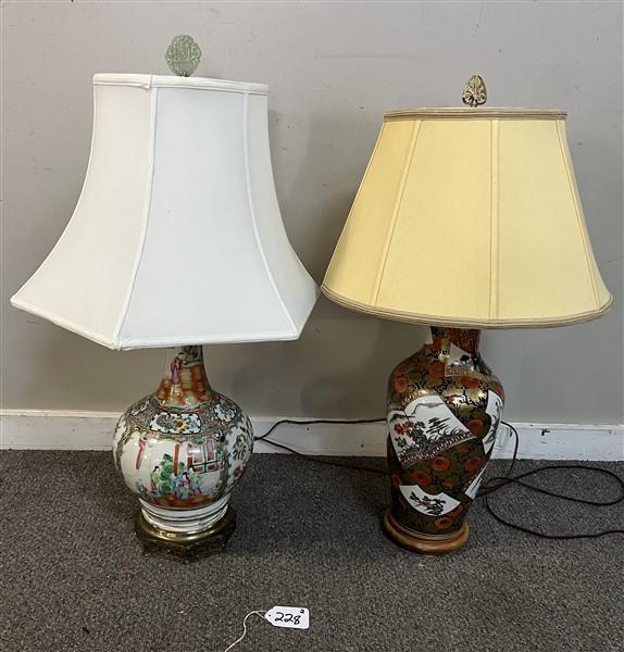 2 Oriental Porcelain Lamps 31"h (1 of 5)