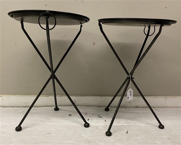 Pr. of Folding Steel Tables 15" diam. x 22.5"h (1 of 5)