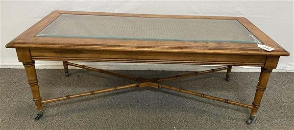 Regency Style Glass Top Faux Bamboo Coffee Table 48"x 22" x 17"h (1 of 4)