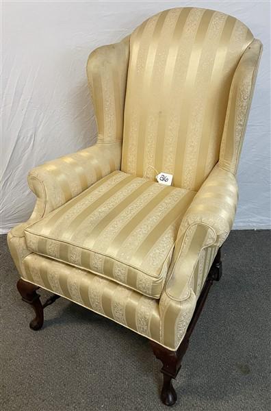 Classic Wing Chair in Damask Fabric (1 of 5)