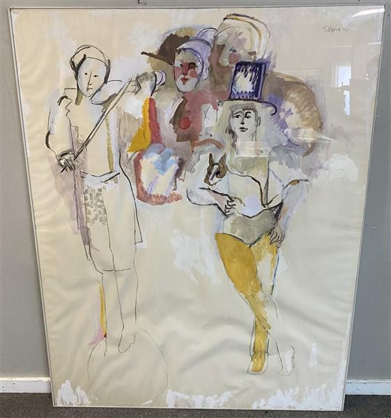 Mixed Media Behind Lucite S. Kaplan 60" x 79": Mixed Media Behind Lucite S. Kaplan 60" x 79"