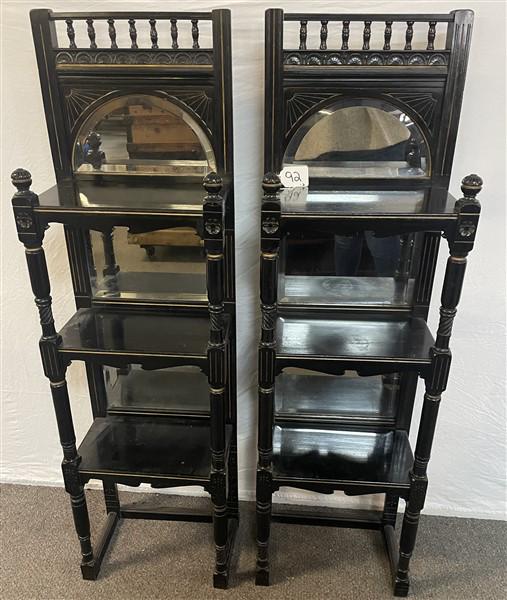 2 Ebonized Gilt Incised Mirror Back Eastlake Companion Pieces     16"w x 10"d x 56"h (1 of 9)