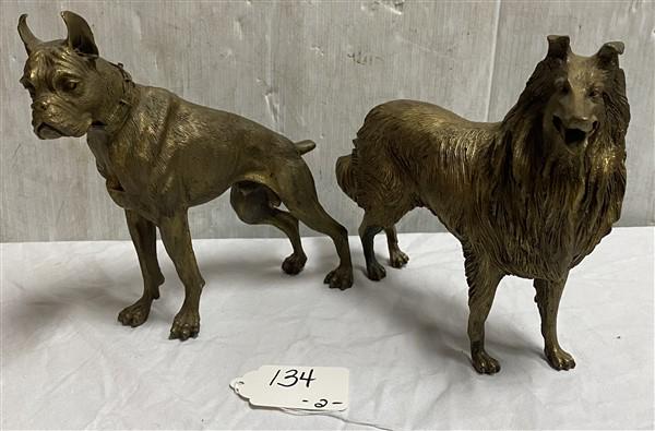2 Pretty Gild Bronze Dogs 8" x 11" (1 of 4)