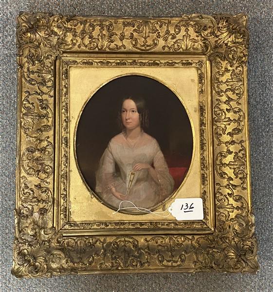 Lovely 19th Cent. Framed Portrait 19" x 21" (1 of 8)