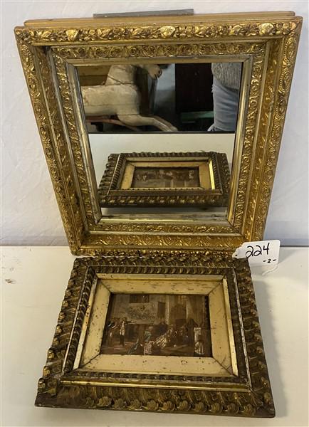 Small Colonial Painting on Panel, Gild Victorian Mirror    12.5" x 13.5" (1 of 6)