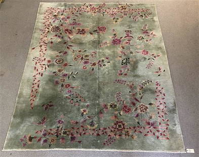 Classic Celadon Chinese Rug 8' x 9'6": Classic Celadon Chinese Rug 8' x 9'6"