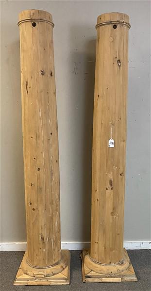 Pr. of 87" Architectural Wooden Columns Approx. 12" Diameter (1 of 5)
