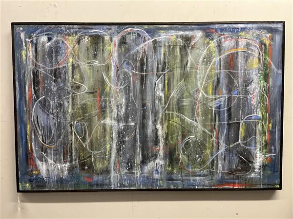 Signed and Dated 1999 Framed Abstract Painting (1 of 7)