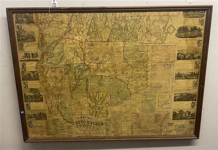 19th Cent. Clark Litchfield County Map Dated 1859