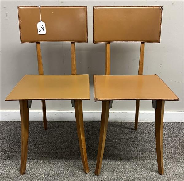 Pr. of Hand Stitched Leather Side Chairs Mod. Marina (1 of 6)