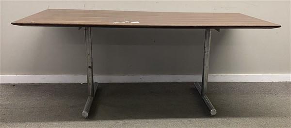 Mid-Cent. Table with Solid Rosewood Top & Chrome Base- 36" x 72" x 30"h (1 of 5)