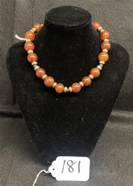 Carnelian, 14k and Emerald Beads: Carnelian, 14k and Emerald Beads