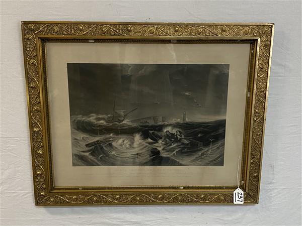 Framed Black and White Shipwreck Etching 32" x 40" (1 of 4)