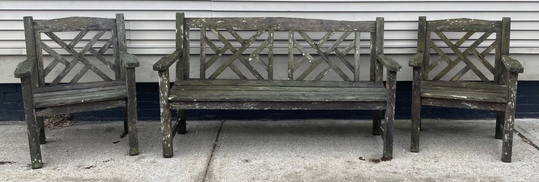 3 Pc. Teak Set- Weathered (1 of 8)