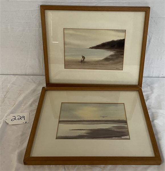 2 Framed Watercolors Signed B. French 11" x 13.5" (1 of 8)
