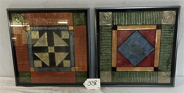 2 Framed Enamel Works by Craig Ruwe 12" squared (1 of 9)