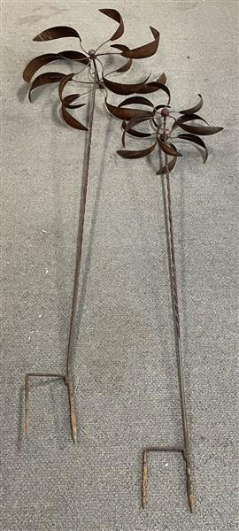 2 Metal Garden Pinwheels 23" diameter x 76"h    32" diameter x 90"h (1 of 5)