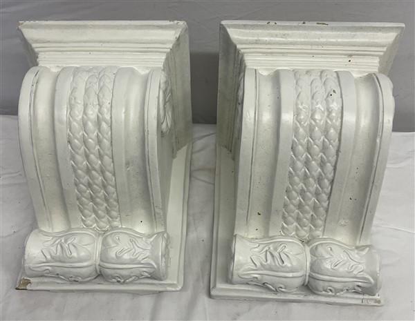 Pr. of Painted 10" Terra Cotta Corbels: Pr. of Painted 10" Terra Cotta Corbels
