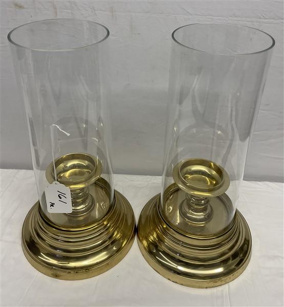 Lovely Brass and Glass Candle Holders 18"h: Lovely Brass and Glass Candle Holders 18"h