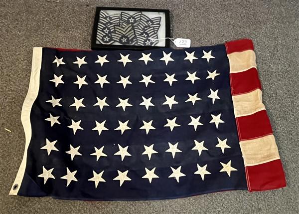 48 Star Flag and Military Rank Patches Flag- 42"x72" (1 of 3)