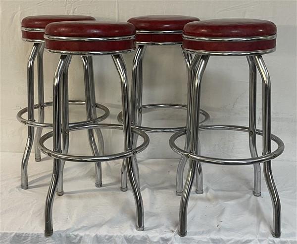Set of 4 Deco Style Chrome Stools 31"h (1 of 11)