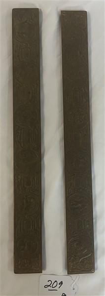 Signed Tiffany Bronze 19" blotter ends (1 of 4)